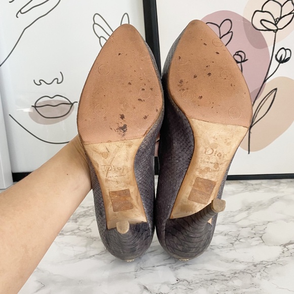 Christian Dior Miss Dior Snakeskin Grey Python Embossed Stiletto Pumps 40 / 10 - Picture 13 of 14